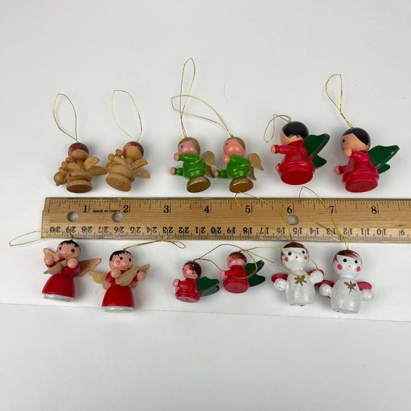 Vtg 50 Piece Hand Painted Small Wooden Christmas Ornaments Orig Box Taiwan READ - Picture 3 of 11